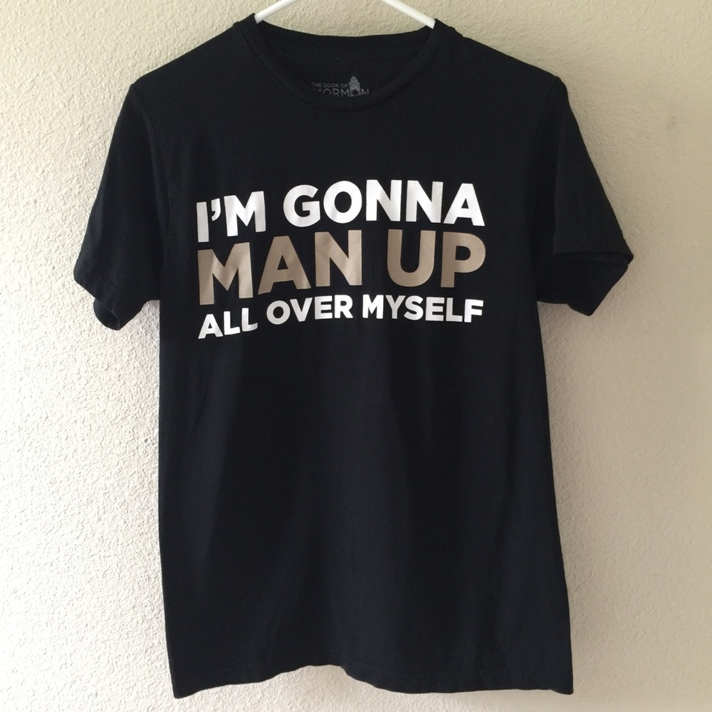 Book of Morman Man Up Black T Shirt Small